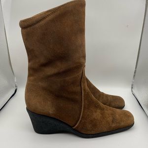 Aquatalia Brown Suede Wedge Boots Size 7